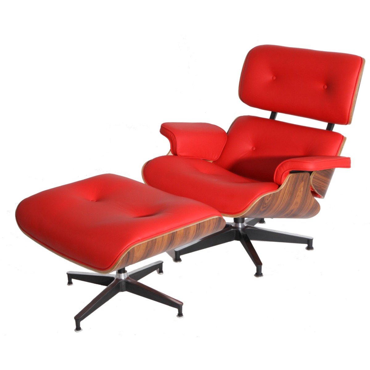 Eames Lounge Chair & Ottoman Reproduction Palisander Red Italian Leather 
