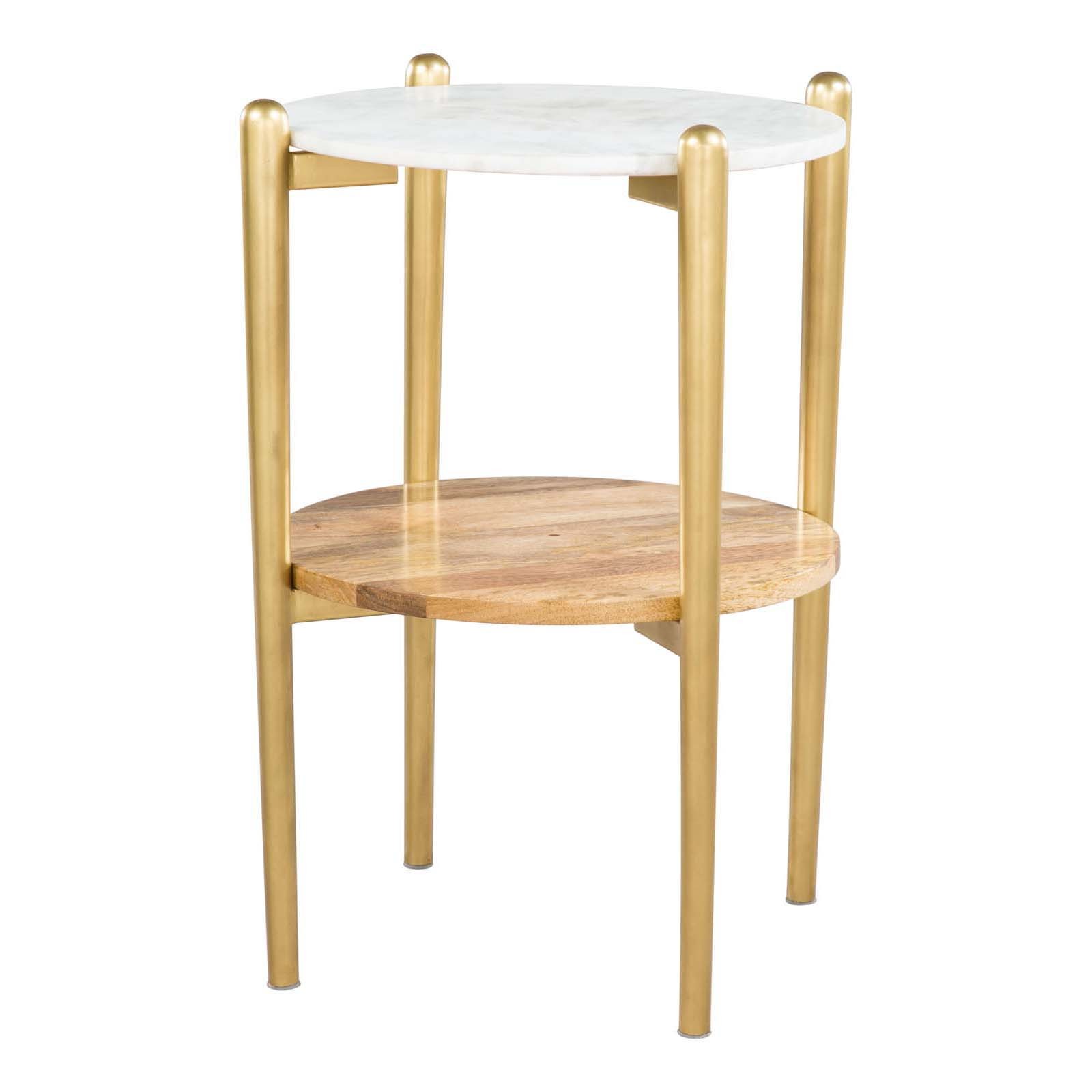 Mina Side Marble Table White & Gold