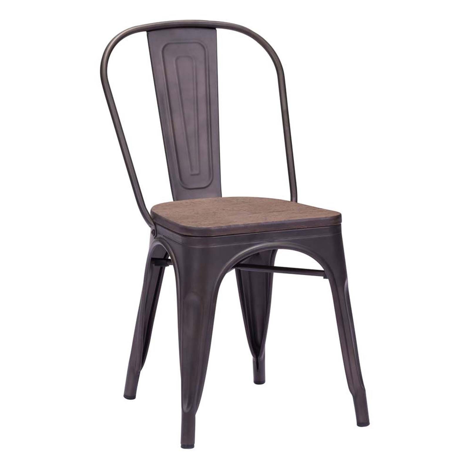 Elio Chair Rustic Wood Top Set of 2