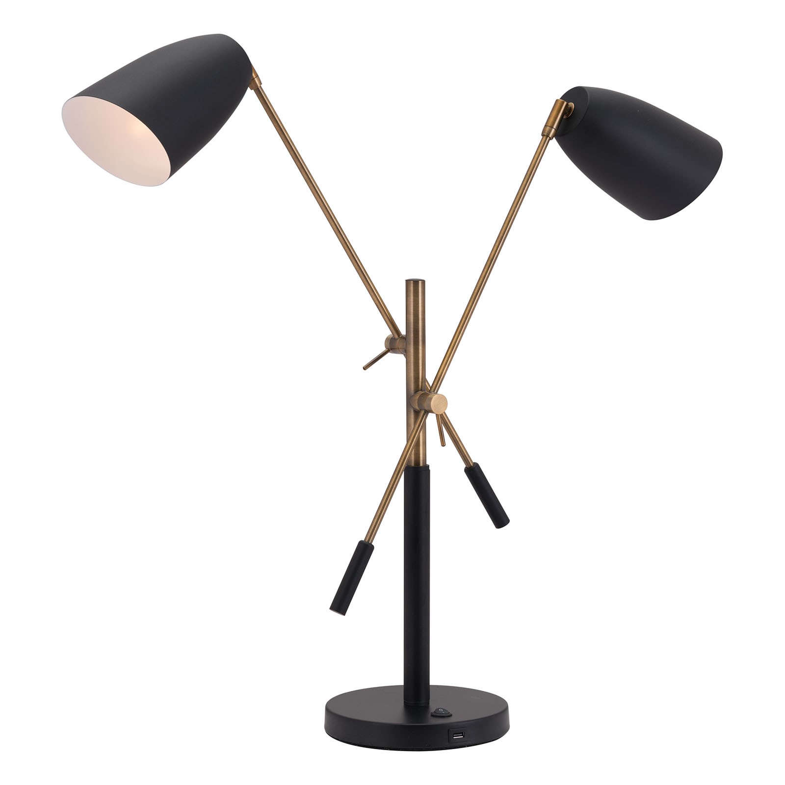 Tanner Table Lamp in Matt Black & Brass