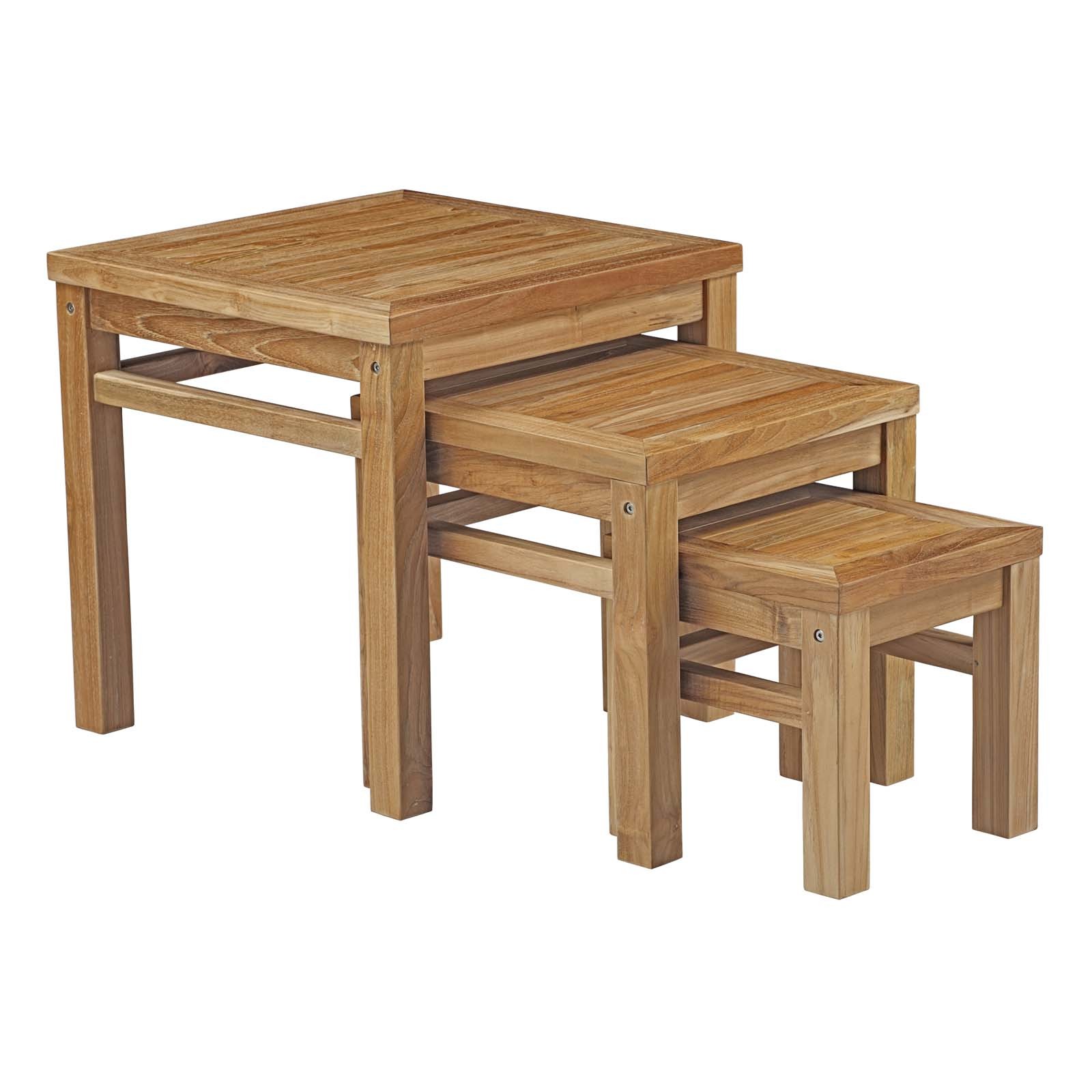 Marina Outdoor Patio Teak Nesting Table in Natural
