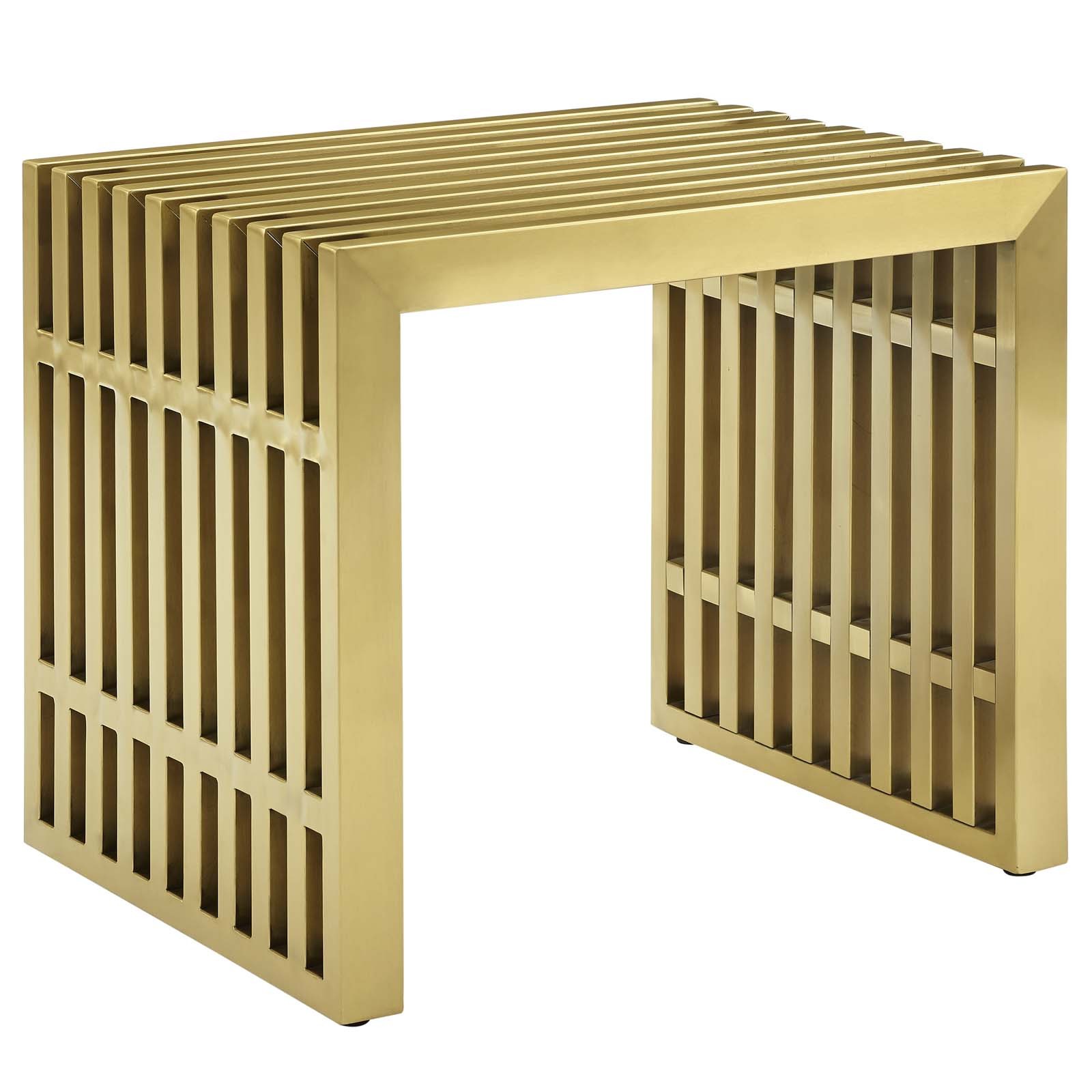 Gridiron Small Stainless Steel Bench in Gold