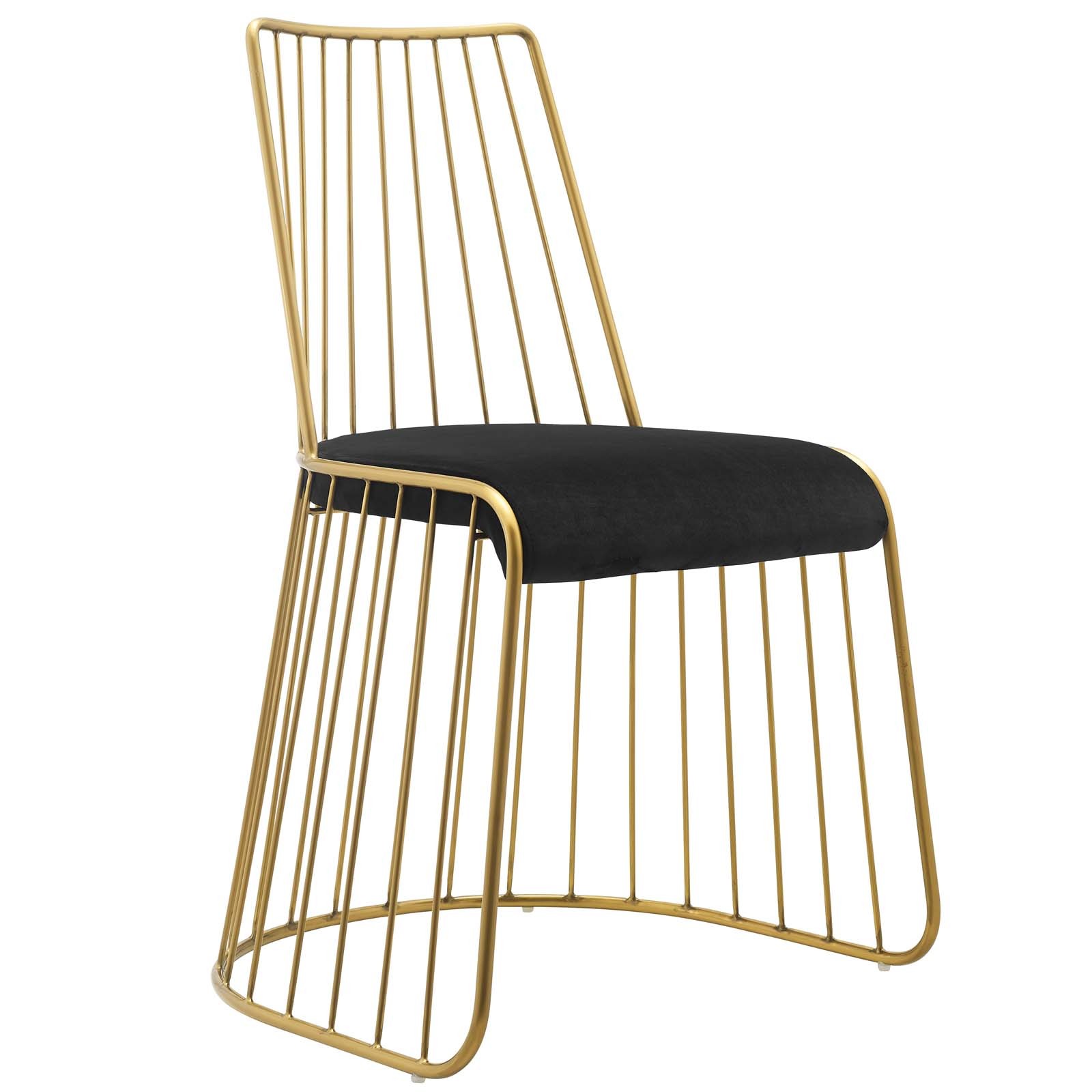 Rivulet Gold Stainless Steel Upholstered Velvet Dining Chair