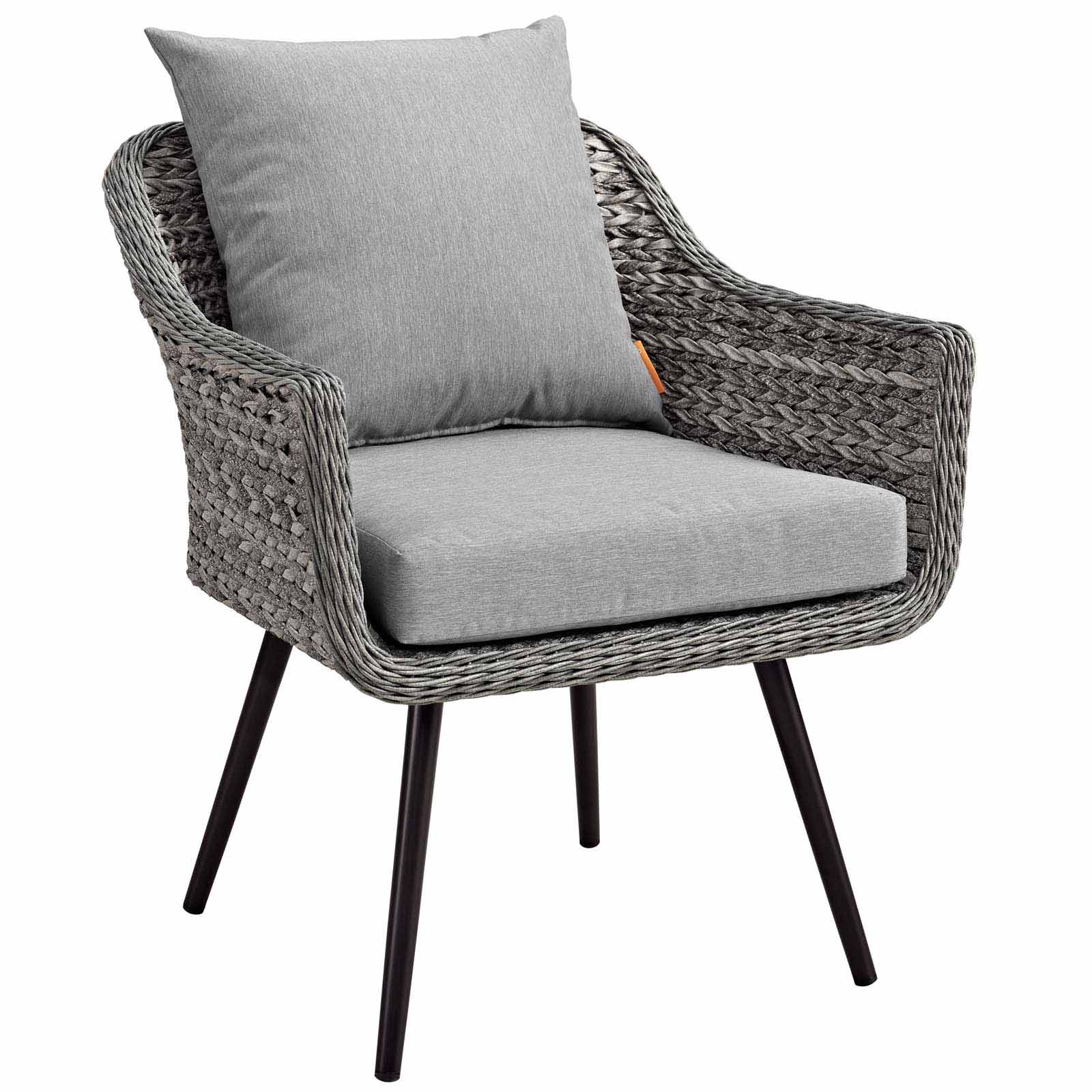 Endeavor Outdoor Patio Wicker Rattan Armchair in Gray Gray