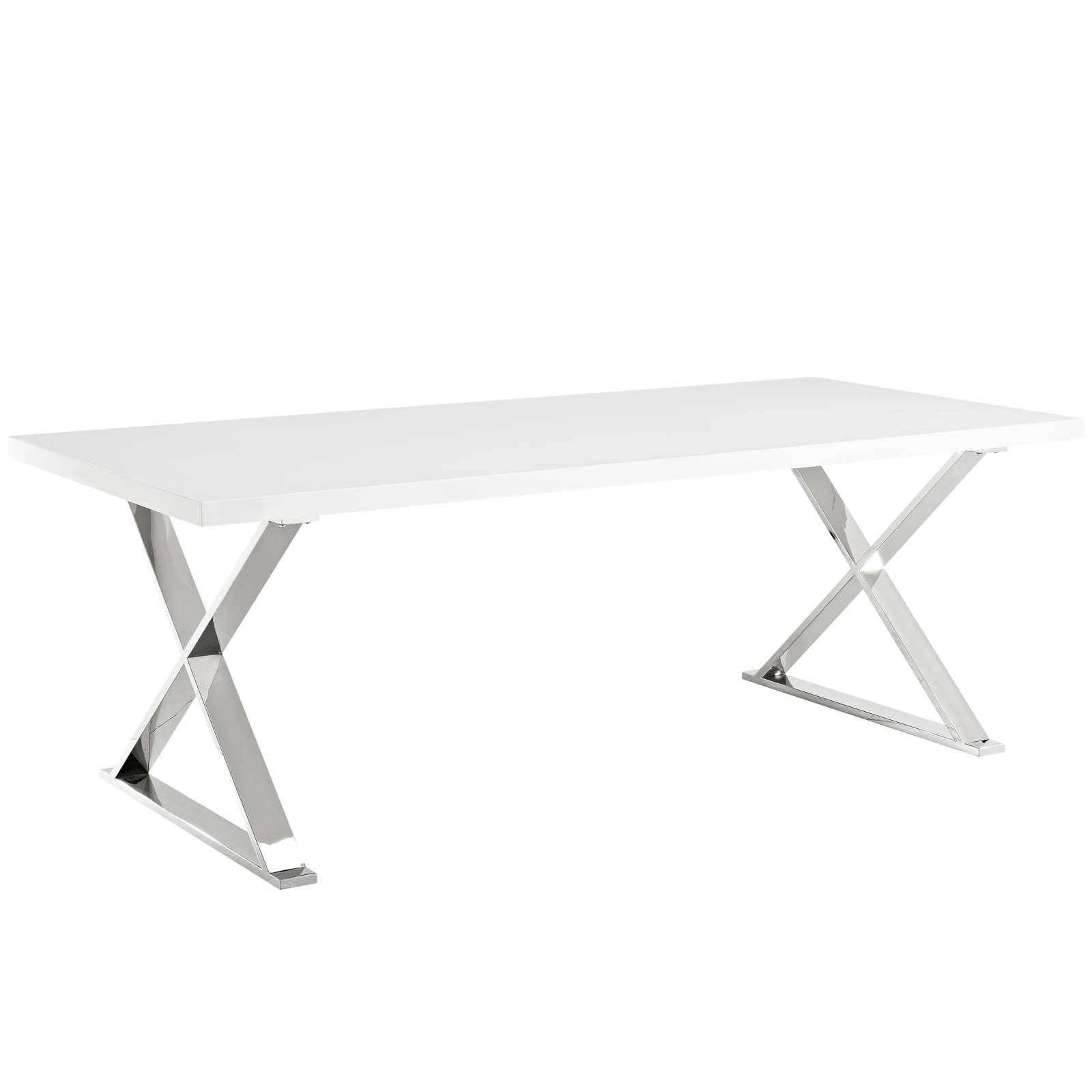 Sector Dining Table in White Silver