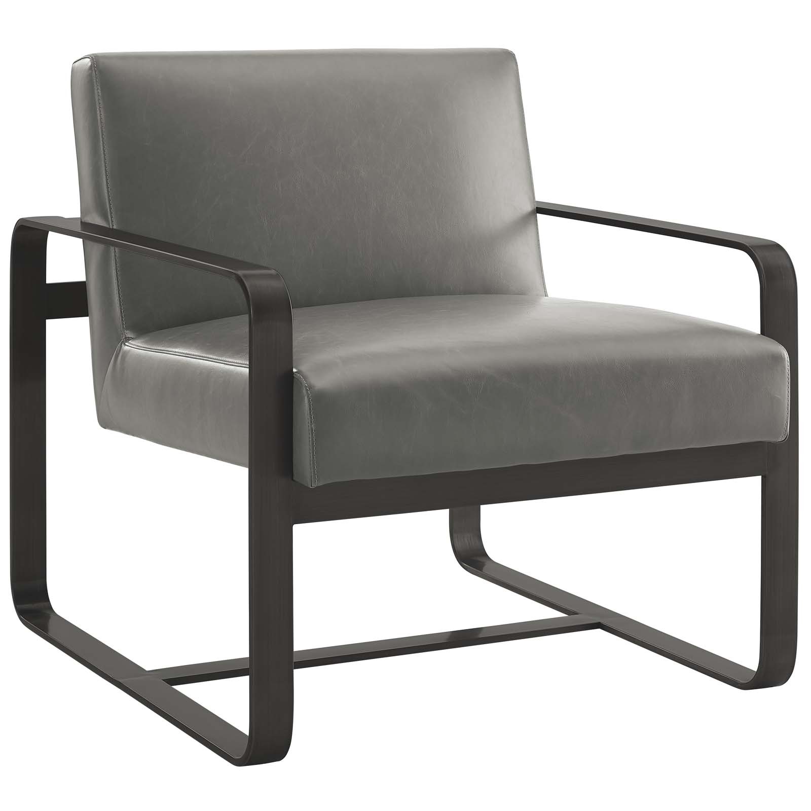 Astute Faux Leather Armchair in Gray