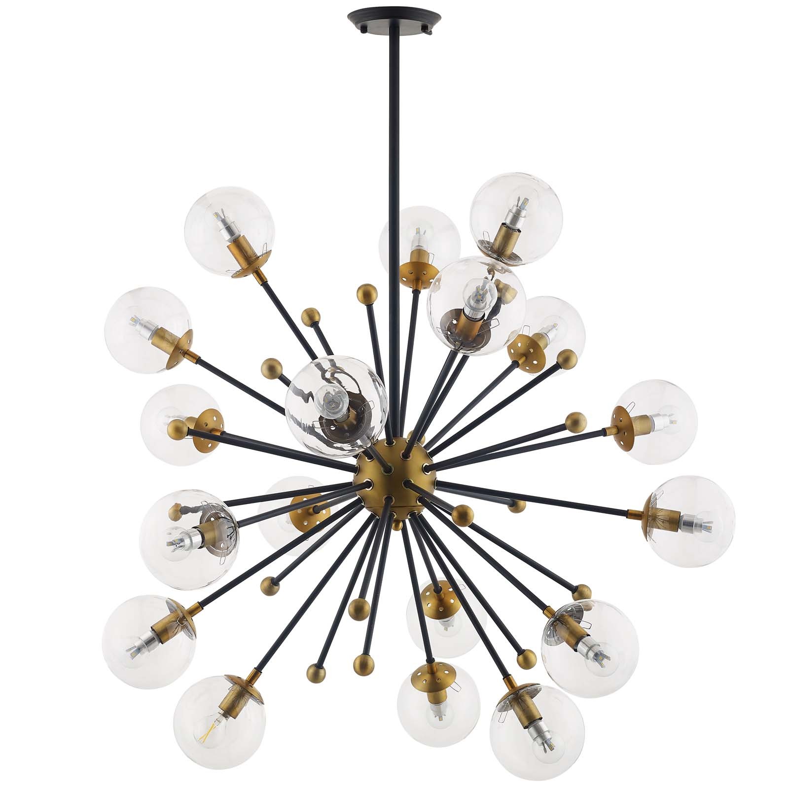 Constellation Clear Glass and Brass Chandelier