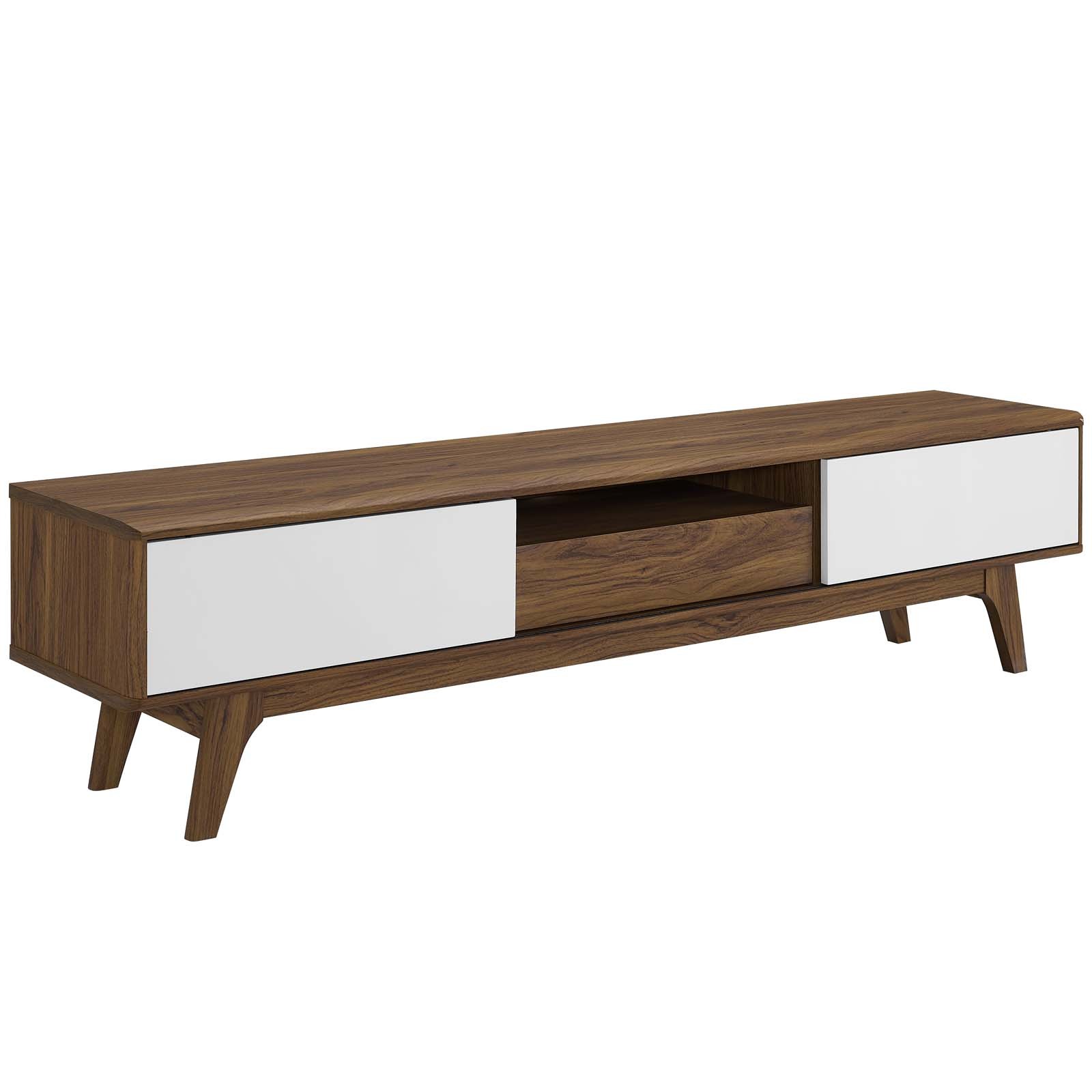 Envision 70" Media Console Wood TV Stand in Walnut White