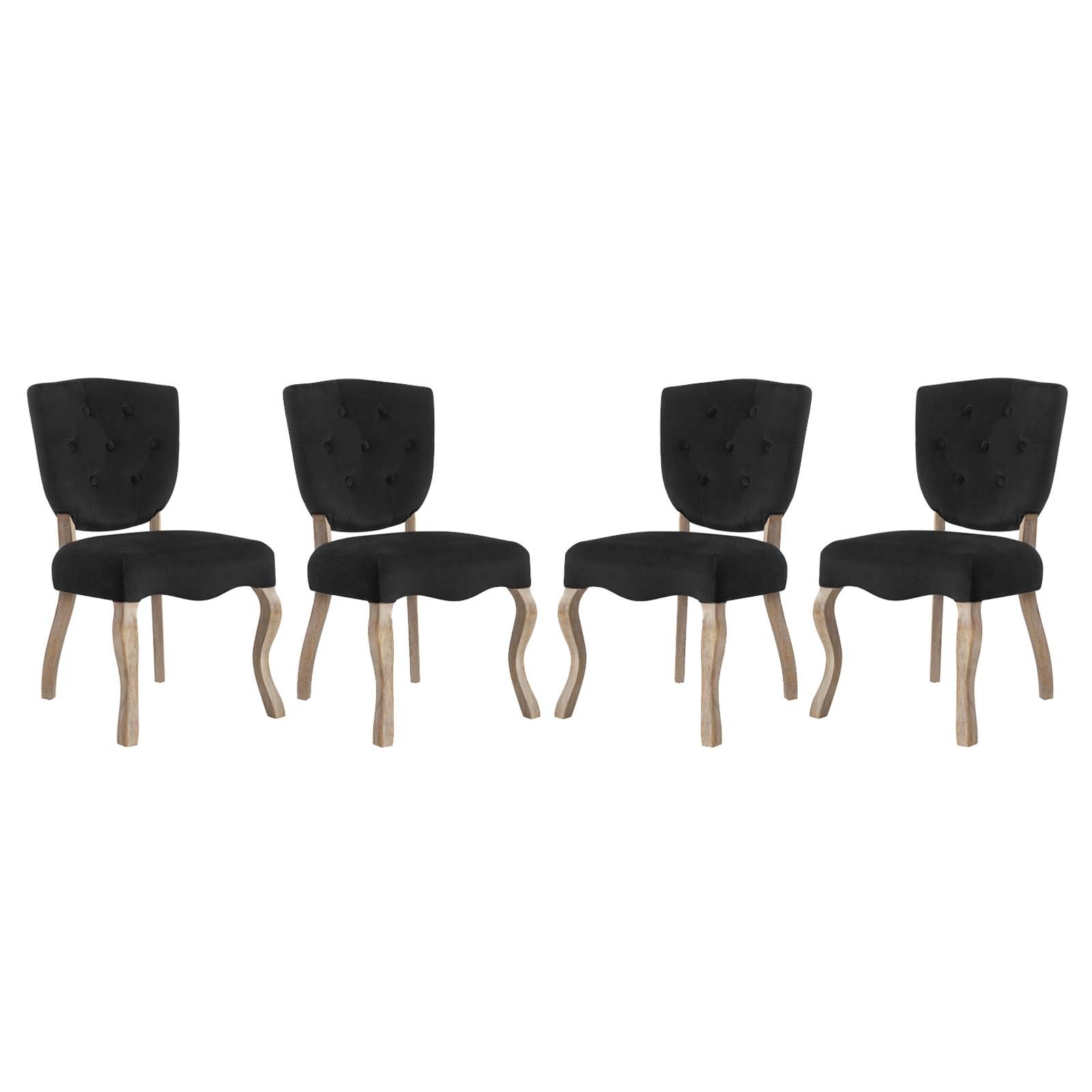 Array Dining Side Chair Set of 4 with Velvet Polyester Upholstery