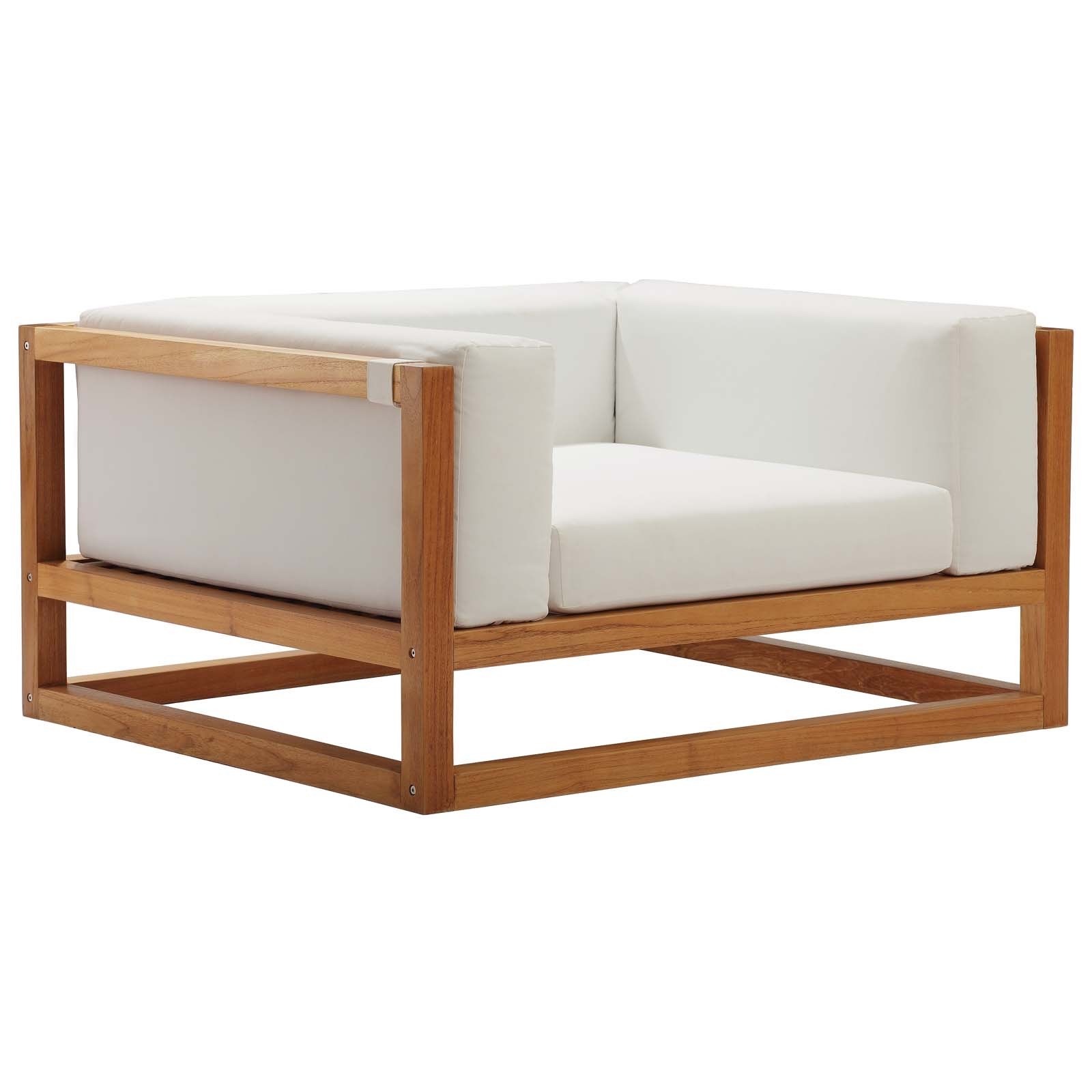 Newbury Accent Lounge Outdoor Patio Premium Grade A Teak Wood Armchair in Natural White