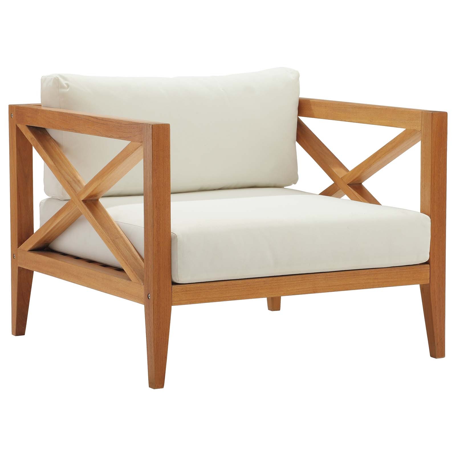 Northlake Outdoor Patio Premium Grade A Teak Wood Armchair in Natural White