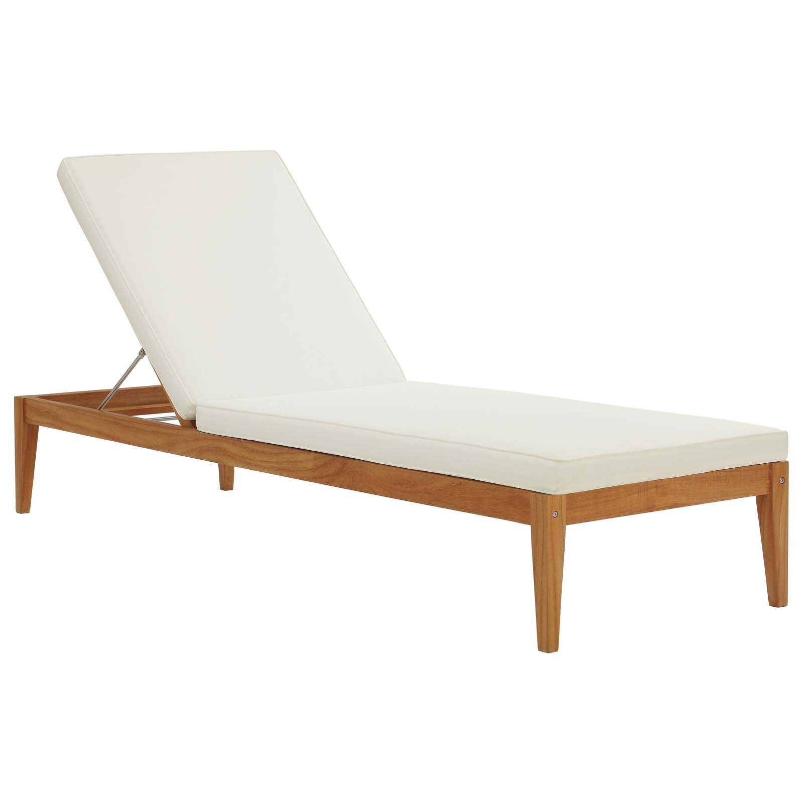 Northlake Outdoor Patio Premium Grade A Teak Wood Chaise Lounge in Natural White