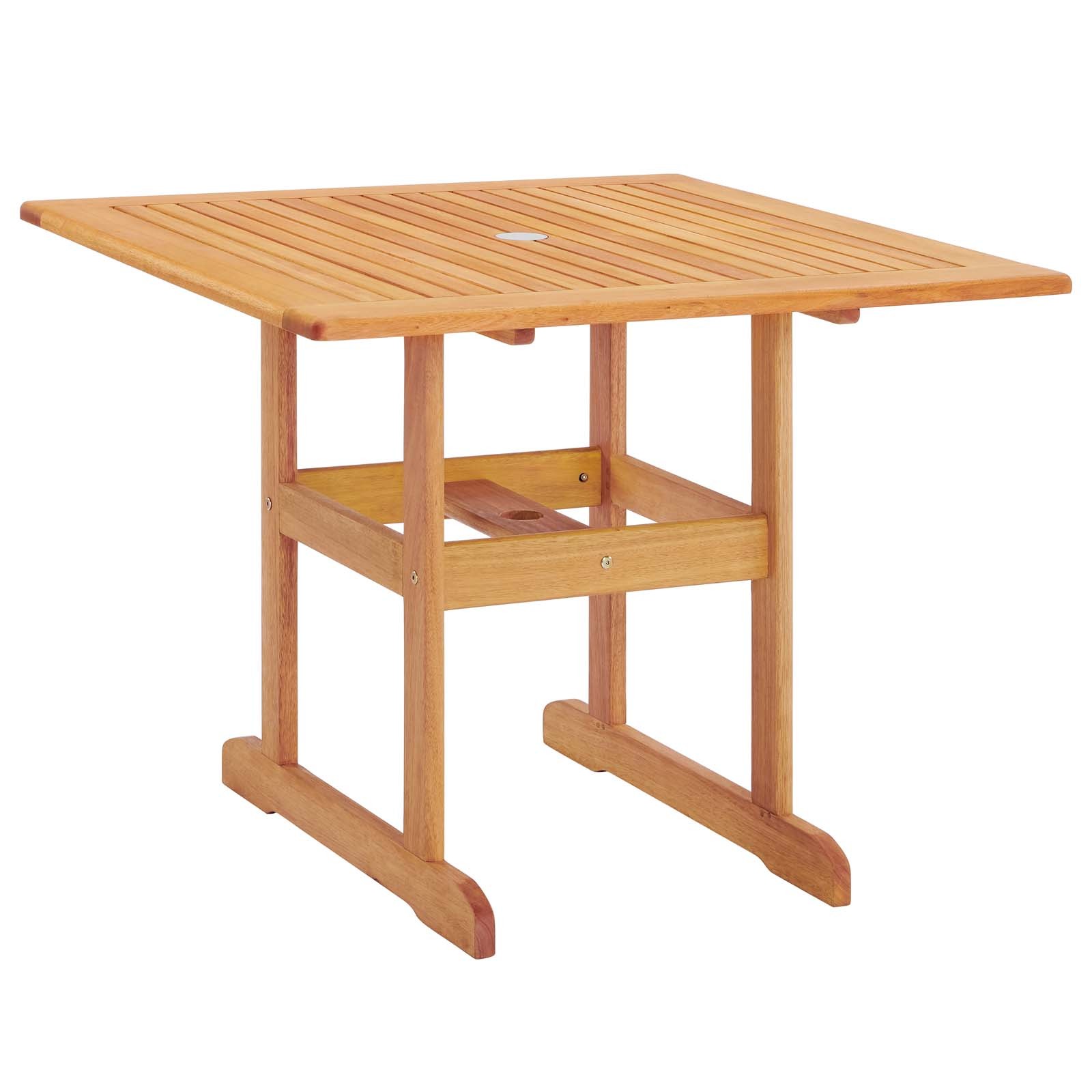 Hatteras 36 Inch Square Outdoor Patio Eucalyptus Wood Dining Table in Natural