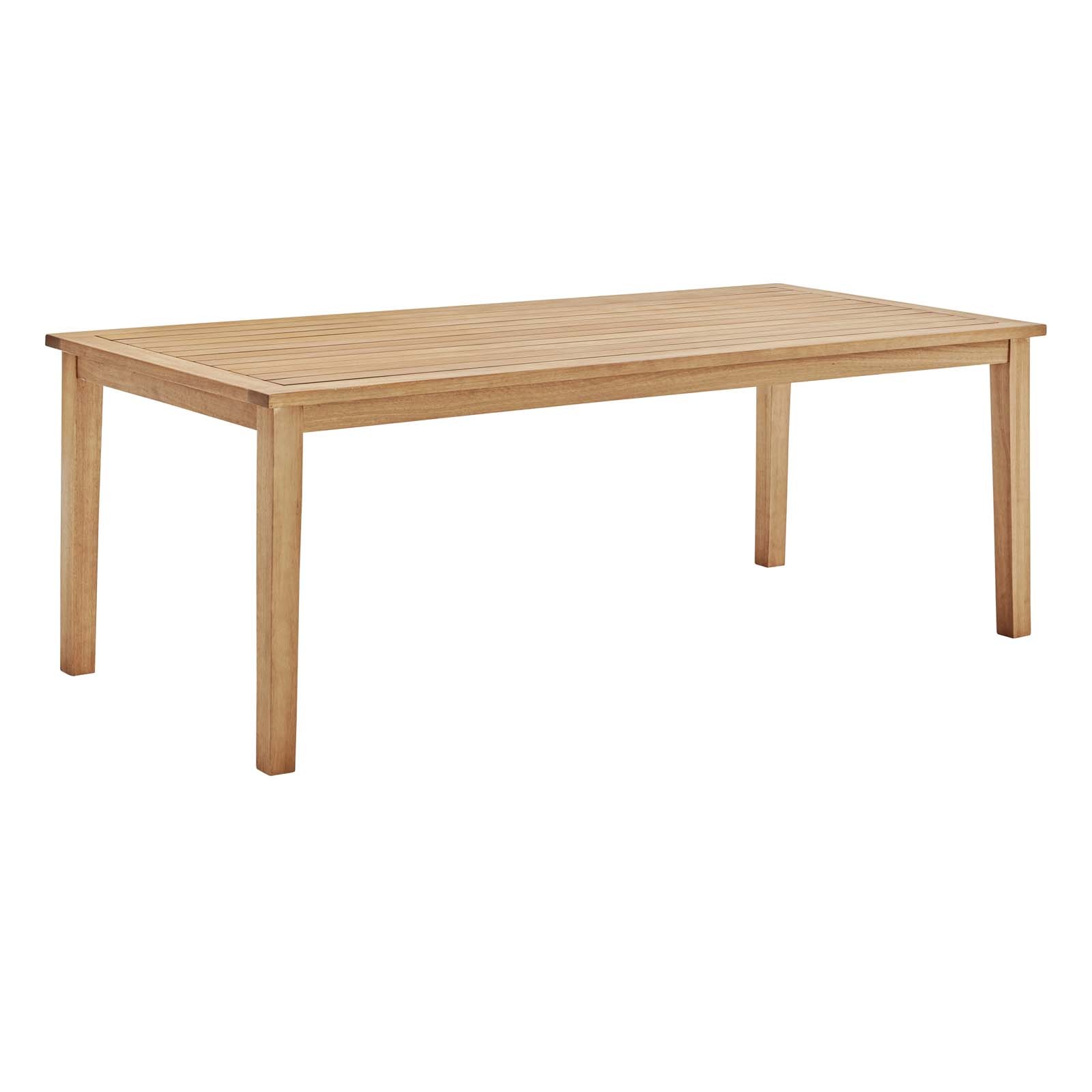 Viewscape 83 Inch Outdoor Patio Ash Wood Dining Table in Natural