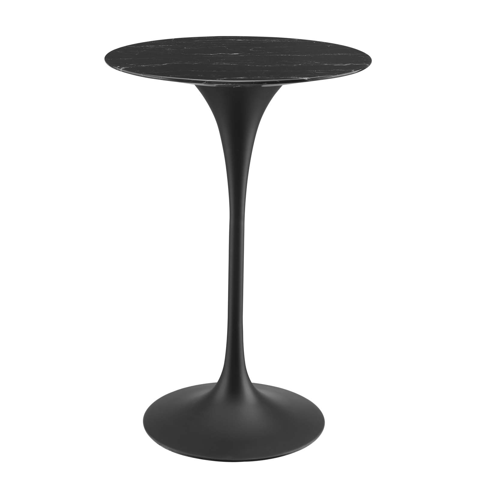 Lippa 28" Artificial Marble Bar Table in Black Black