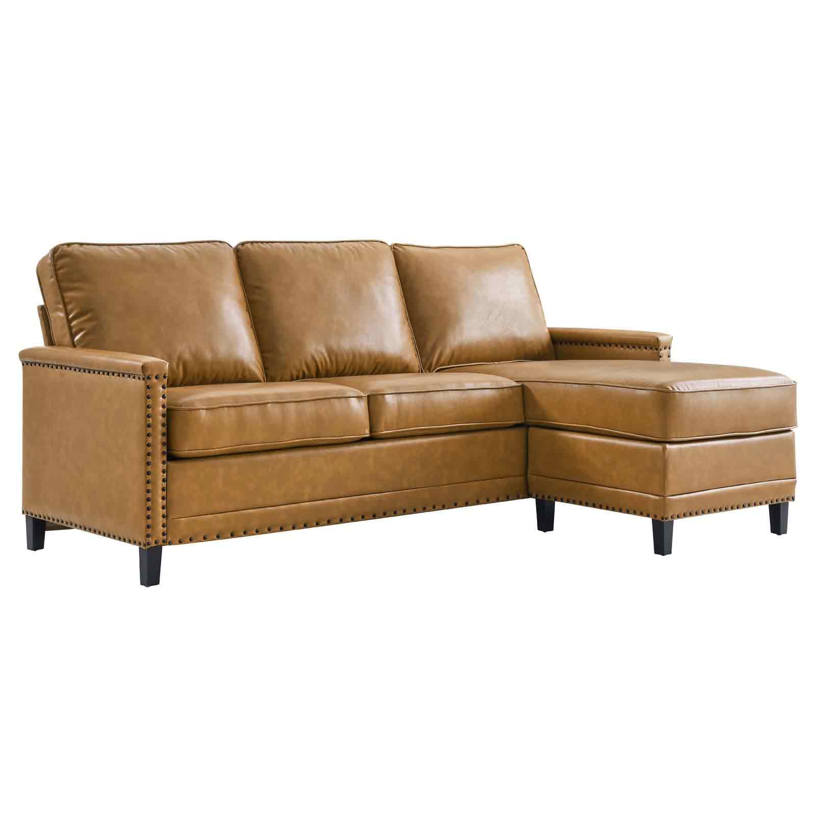 Ashton Vegan Leather Sectional Sofa in Tan