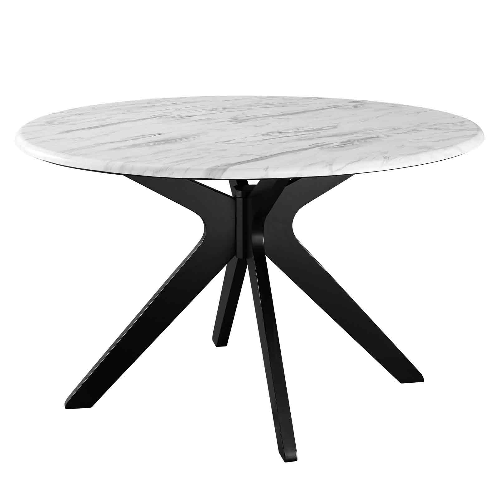 Traverse 50" Round Performance Artificial Marble Dining Table in Black White
