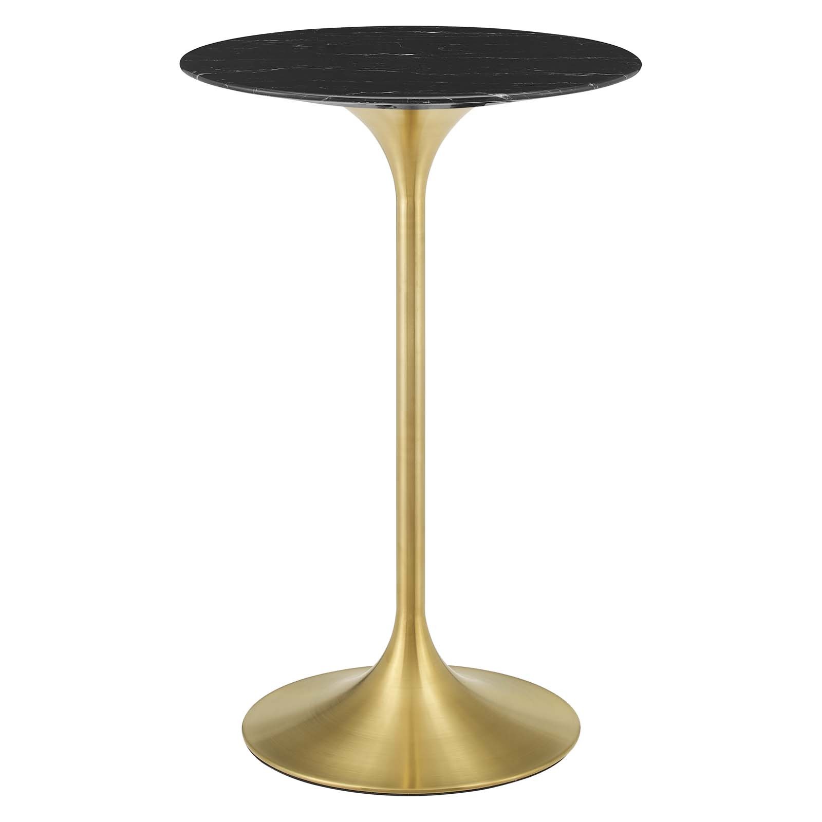 Lippa 28" Artificial Marble Bar Table in Gold Black
