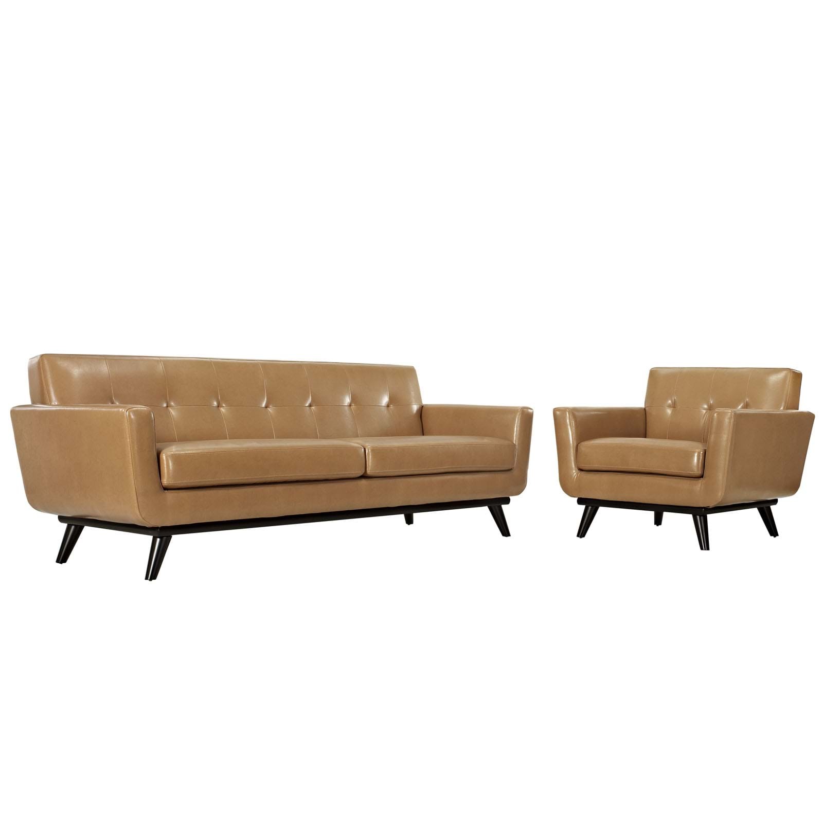 Engage Leather Living Room Set - 2 Piece in TAN