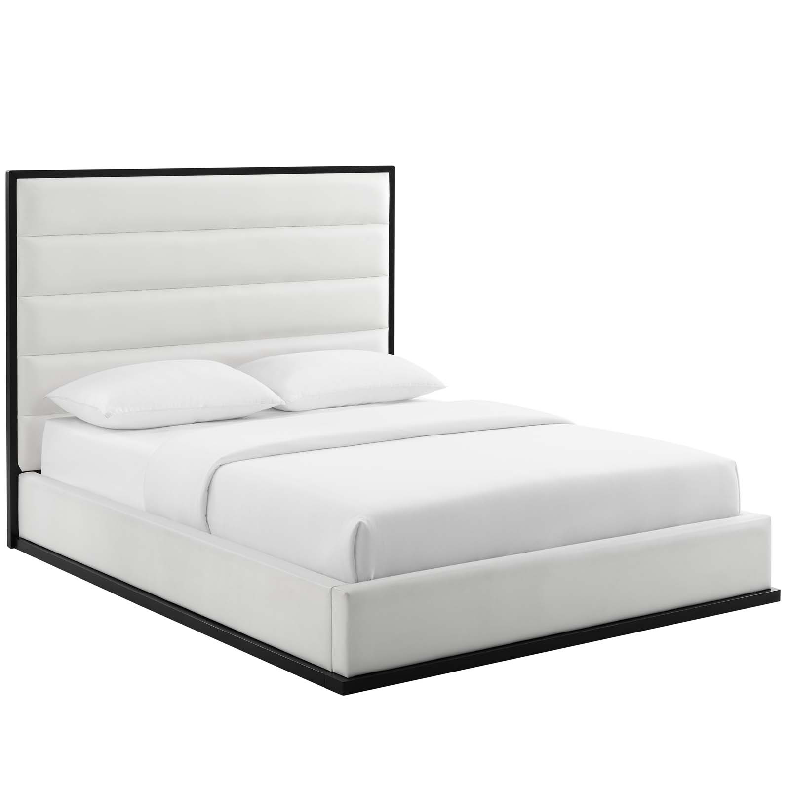 Ashland Queen Faux Leather Platform Bed in White
