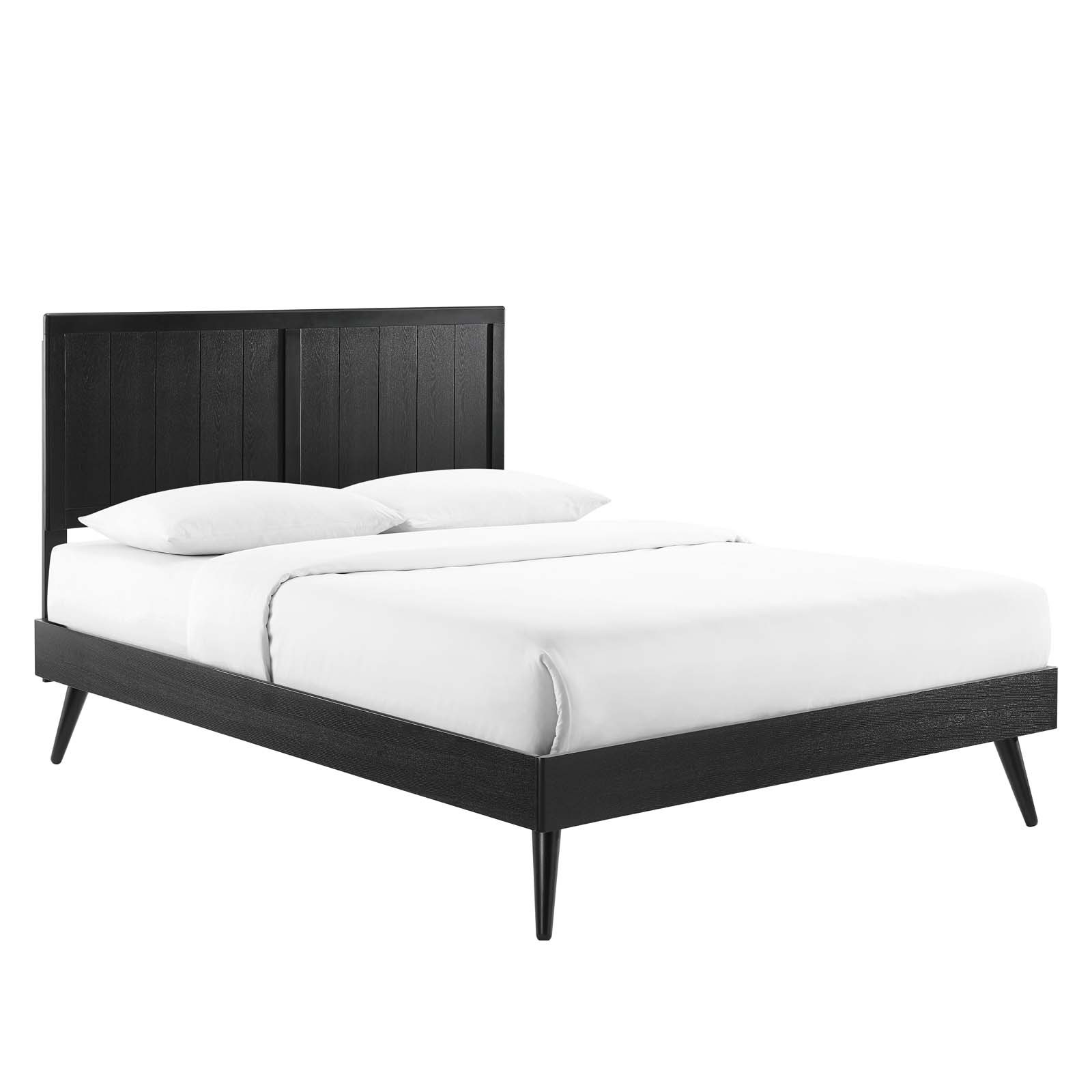 Alana Full Wood Platform Bed With Splayed Legs