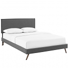 Amaris King Fabric Platform Bed with Round Splayed Legs in Gray
