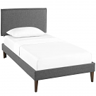 Amaris Twin Fabric Platform Bed with Squared Tapered Legs in Gray