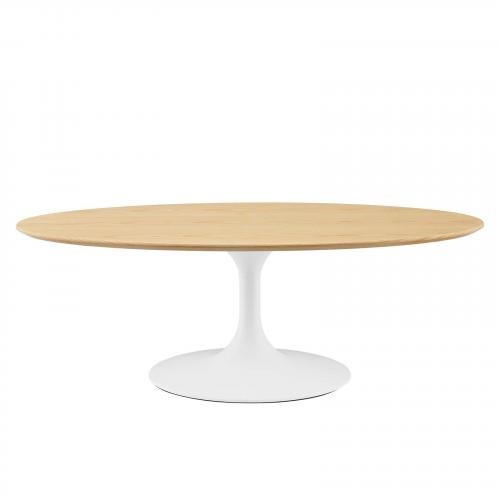 Lippa 48" Oval Coffee Table in White Natural