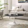 Lippa 36" Artificial Marble Coffee Table in White Black