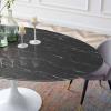 Lippa 78" Oval Artificial Marble Dining Table in White Black