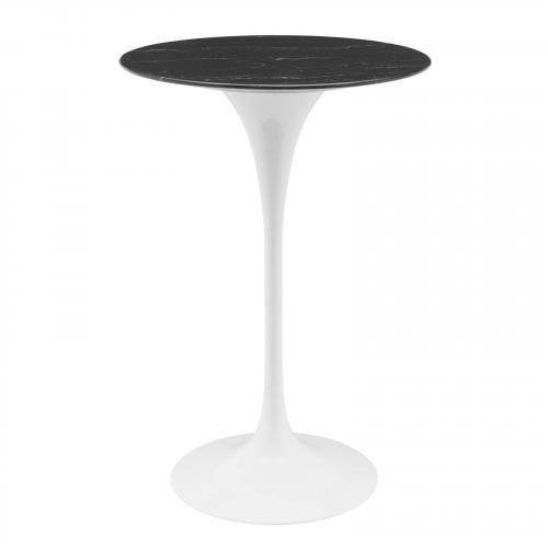 Lippa 28" Artificial Marble Bar Table in White Black