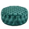 Amour Tufted Button Large Round Performance Velvet Ottoman