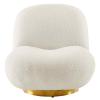 Kindred Upholstered Fabric Swivel Chair in Gold Ivory