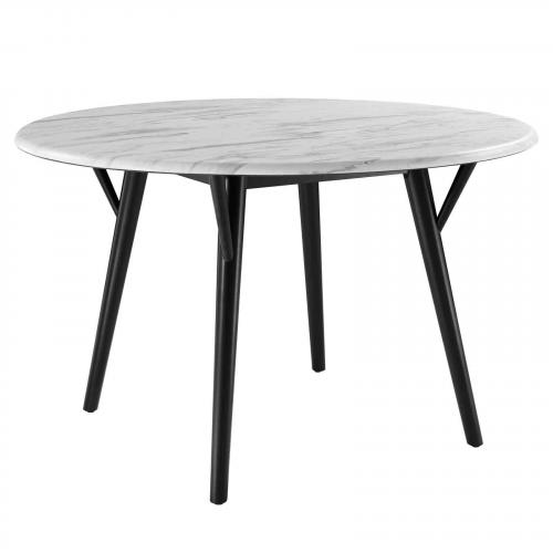 Gallant 50" Round Performance Artificial Marble Dining Table in Black White