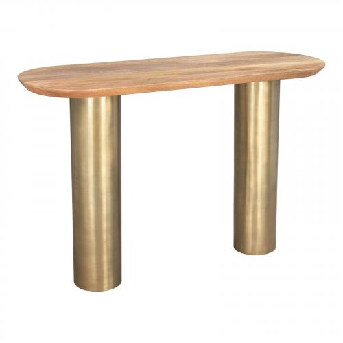 Vuite Console Table in Natural & Antique Brass