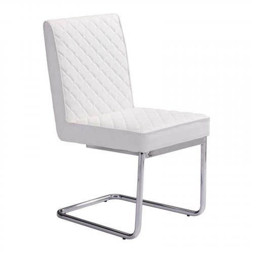 Quilt Armless Dining Chair Set of 2 in White