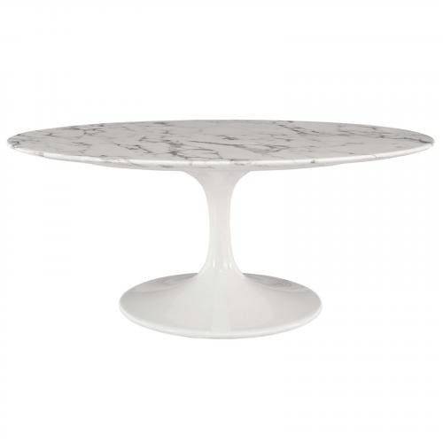 Lippa 42" Oval-Shaped Artificial Marble Coffee Table