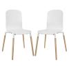 Stack Dining Chairs Wood Set of 2 in White
