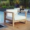 Upland Outdoor Patio Teak Armchair in Natural White