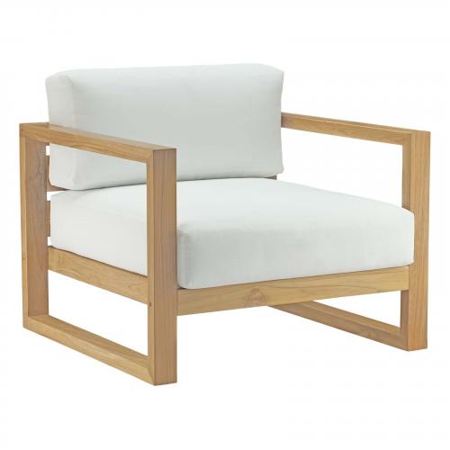 Upland Outdoor Patio Teak Armchair in Natural White