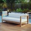 Upland Outdoor Patio Teak Sofa in Natural White