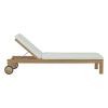 Upland Outdoor Patio Teak Chaise in Natural White
