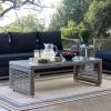 Aura Rattan Outdoor Patio Coffee Table in Gray