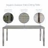 Aura 68" Outdoor Patio Wicker Rattan Dining Table in Gray