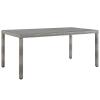 Aura 68" Outdoor Patio Wicker Rattan Dining Table in Gray