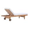 Saratoga Outdoor Patio Teak Chaise Lounge in Natural White