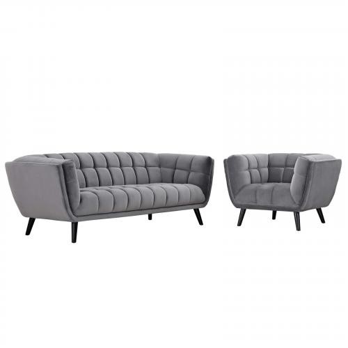 Bestow 2 Piece Velvet Sofa and Armchair Set