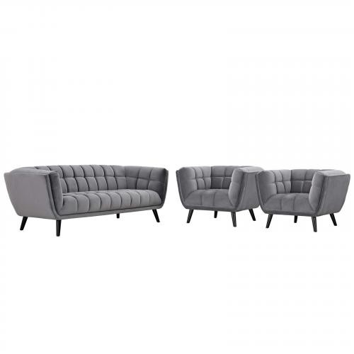 Bestow 3 Piece Velvet Sofa and Armchair Set