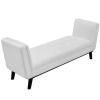 Haven Tufted Button Faux Leather Accent Bench in White