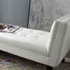 Haven Tufted Button Faux Leather Accent Bench in White